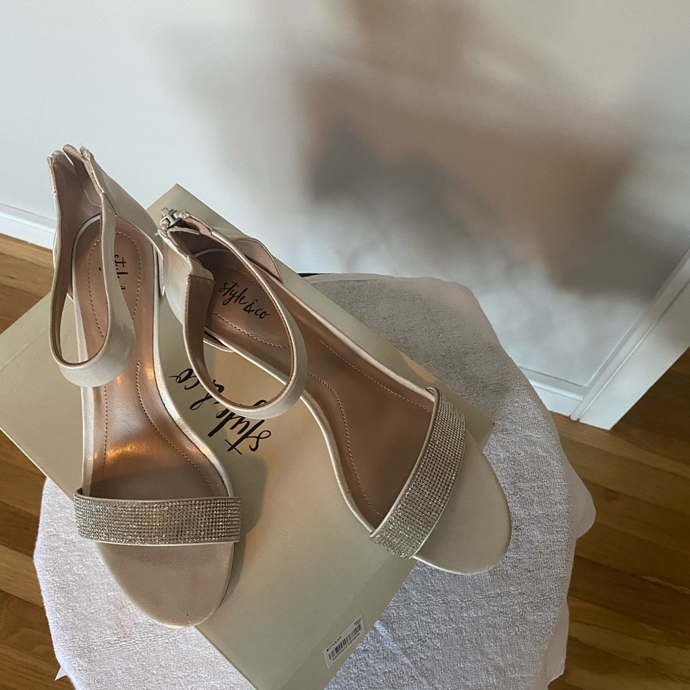 White silver high 2 inch heels